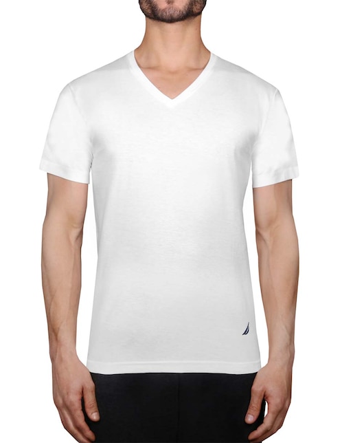 Camiseta Nautica Cuello V Blanca