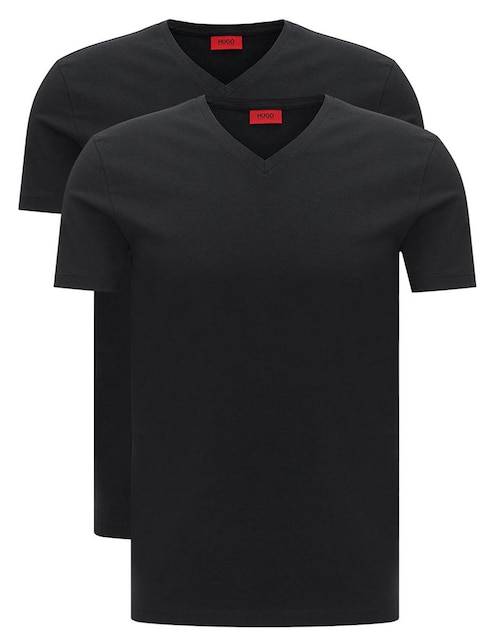 Set de playeras HUGO corte slim fit cuello V negra