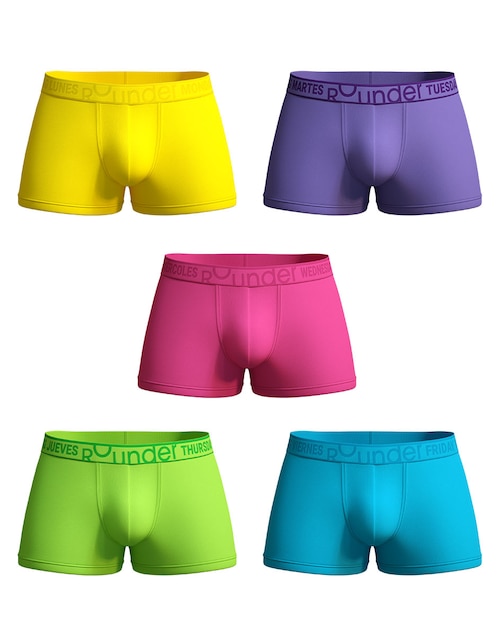 Set de bóxer trunk Rounderbum de algodón para hombre 5 piezas