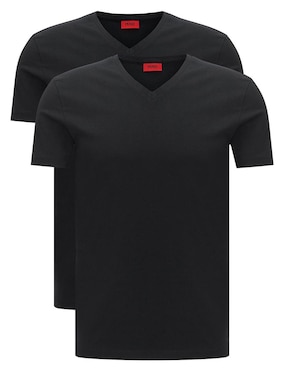 Set De Playeras HUGO Corte Slim Fit Cuello V Negra