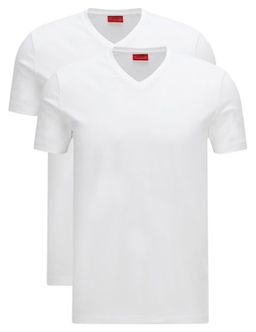 Set De Playeras HUGO Corte Slim Fit Cuello V Blanca