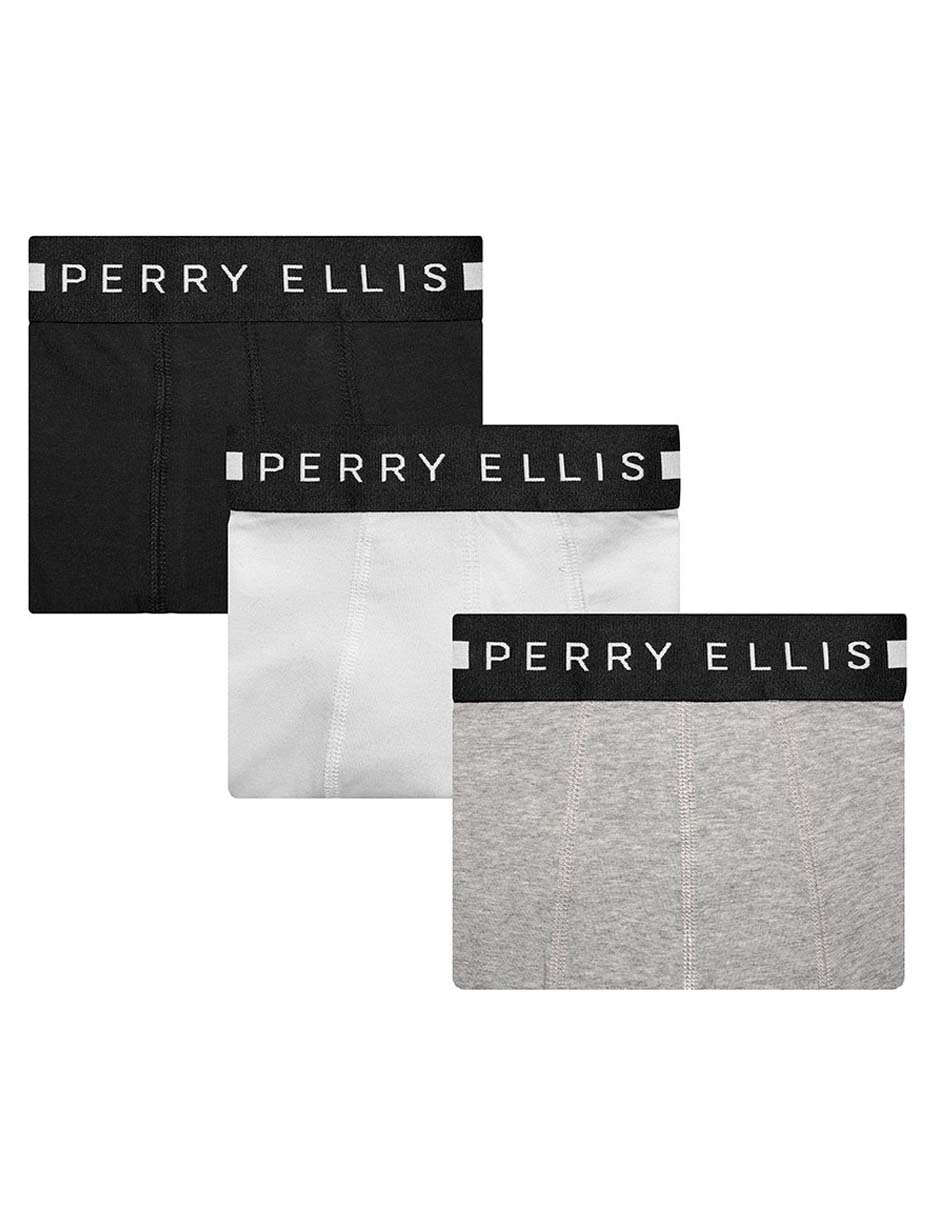 BÓXER PERRY ELLIS 3 PZAS ALG, G, NEGRO