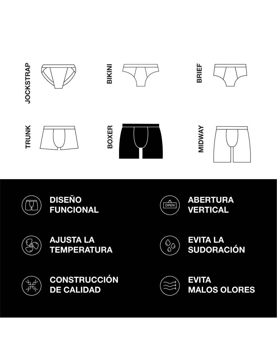 Bóxer brief unnder "de" modal "para hombre" 1 "piezas" (si aplica)